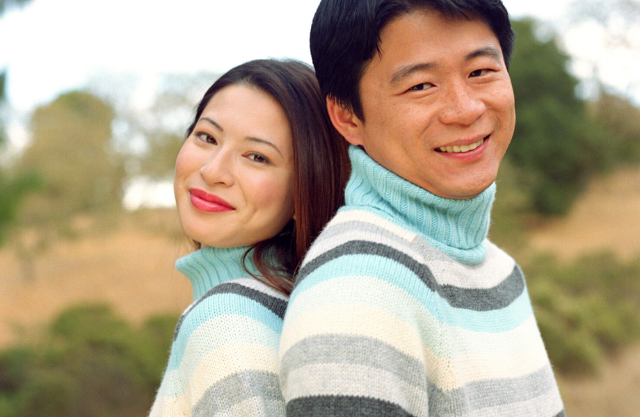 Partners in South Korea wear matching clothing.